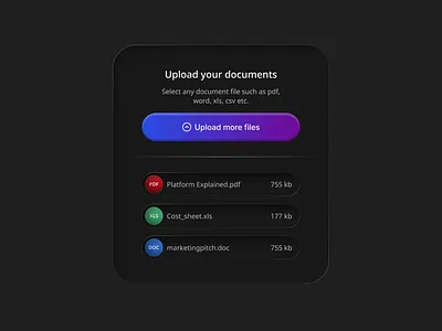 Upload Files - File Upload Model UI black ui daily ui daily ui challenge dark clean ui dark ui file upload files ui gradient skeumorphism upload component upload file upload file component