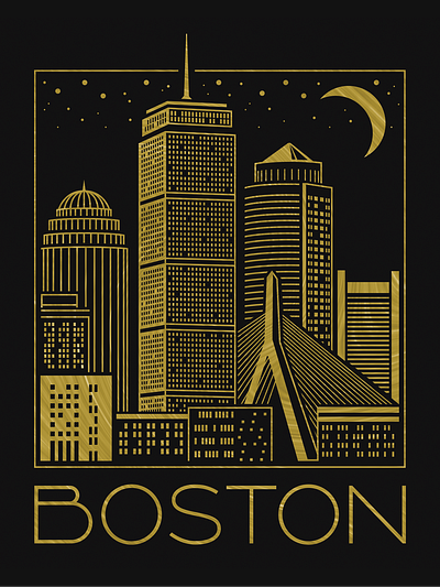 View Boston Night Style Concept Tee branding design graphic design illustration logo typography vector
