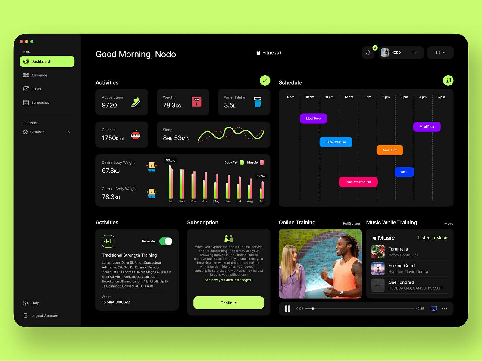 Apple Fitness App For MacBook Dark Mode by Nikolashvili Nodo on Dribbble