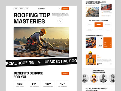 Roofing Service Website Design american architecture company construction home services homepage landing page modern website roofer roofing roofing landing page roofing website roofing website design rooftop website rooftop website design services simple ui web design website design