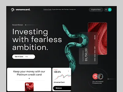 VenomCard. | Financial Advisory Services crypto cryptocurrency ui ux
