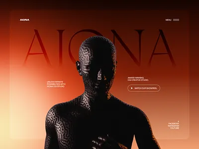 Aiona Studio - Landing Hero 3d colorful agency design graphics hero landing portfolio product ui uiux web3