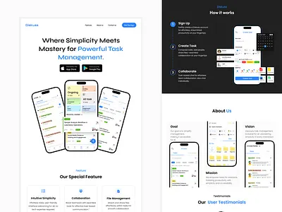 App landing page task management landing page task managment uiux design web design