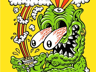 Highland Oil Co california cannabis extracts cannabis oil cartoon art eye popping monster illustration lowbrow art lowbrow monster monster punk rock retro art retro vibes skate skateboard skateboard graphics skateboarding art summer vintage illustration