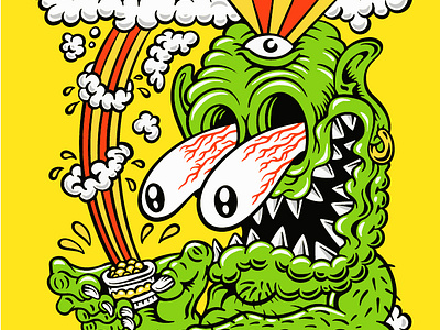 Highland Oil Co california cannabis extracts cannabis oil cartoon art eye popping monster illustration lowbrow art lowbrow monster monster punk rock retro art retro vibes skate skateboard skateboard graphics skateboarding art summer vintage illustration