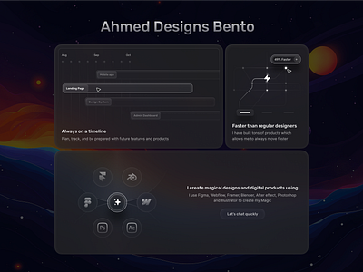 Bento Grid - My Work Style adobe benefit bento dark theme design feature section figma framer grid illustration landing page portfolio ui ux webflow