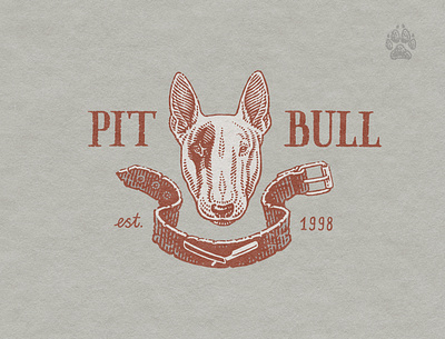 Pitbull barbershop logo branding engraving etching retro vintage