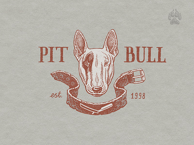 Pitbull barbershop logo branding engraving etching retro vintage