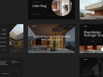 Modern Real Estate Developer architecture black building circle collage dark flat grotesk hkgrotesk house light map menu mi minimalistic modern real estate webdesign wood