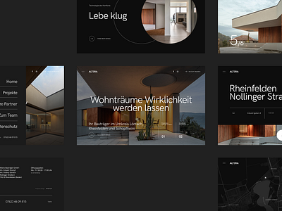 Modern Real Estate Developer architecture black building circle collage dark flat grotesk hkgrotesk house light map menu mi minimalistic modern real estate webdesign wood