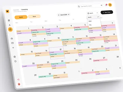 Scheduling Design dashboard figma fitness gym minimalist product saas shedule design sheduling sport srm ui user profile ux ux design uxui web web app web application white design