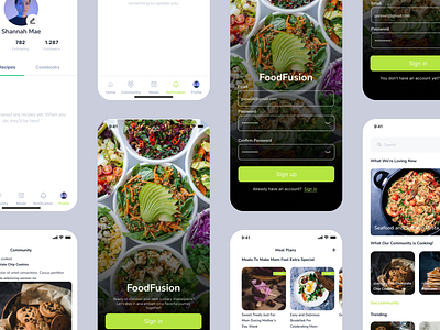 FoodFusion | Recipe Mobile App graphic design mobile app ui