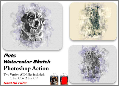 Pets Watercolor Sketch Photoshop Action action