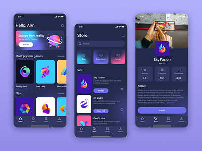 Game Store App Concept app app concept ar game game discovery gaming ui visual design