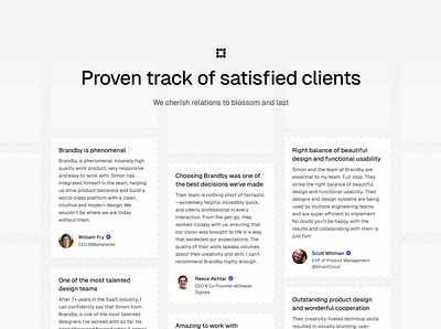 Brandby - Testimonials from our Clients ✅ agency branding design agency landing page product design quote redesign saas startup testimonials web design website