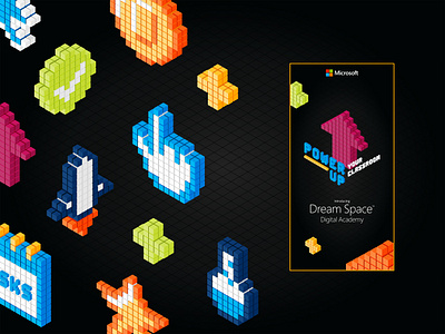 Dream Space - A Pixel Art Look 3d animation cubes fake 3d graphic design icon illustration motion design motion graphics pixel art space