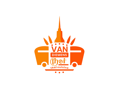 Thai Cuisine Logo app branding color colour design food graphic graphic design illustration logo modern motion graphics pagoda pagode thai traditional ui van vans vehicle