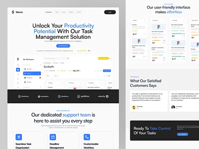 Task Management Landing Page app blue clean design fireart landing page ui ux web