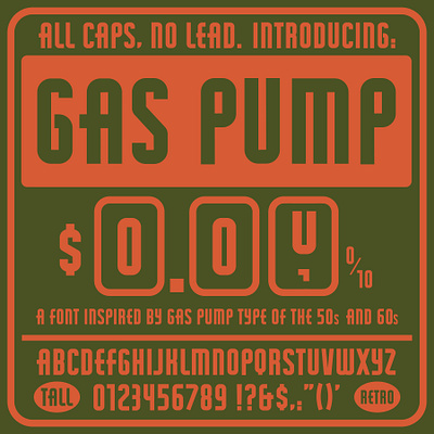 Gas Pump Font art deco font custom font design font illustration logo retro type typography vintage
