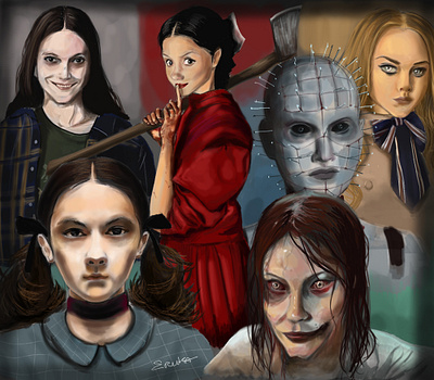 Women of horror art artist design goth graphic design illustration