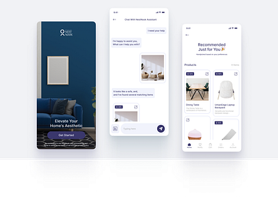 Nest Nook - Furnitur with AI Assistant graphic design mobile ui