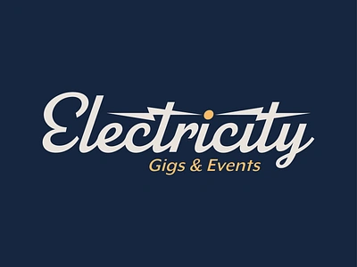 Electricity Events bolt branding concerts electricity events gigs icon logo logomark mark negative space promoter script type voltage