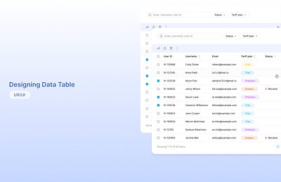 Designing Data Table control interface date base tables ui ux