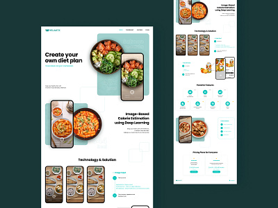 Diet Plan App Intro Website app introduction branding deep learning design diet diet plan diet plan app intro website homepage illustration image recognition interface layout ui web design website