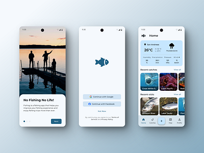 Fishing Logbook App ai fish fishing logbook maps material design mobile app ui ux weather