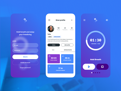 Hold Breath App app diving freediving ios mobile app ui ux