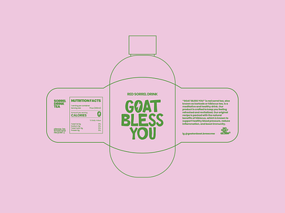 label for "Goat On Boat Brew Crew" branding coffee design goat graphic graphic design green hibiscus identity illustration label logo naming pink sorrel tea ui ukraine vector