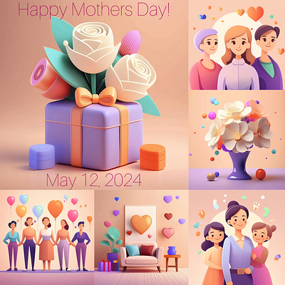 May 12, 2024 - Mothers Day 3d adobe firefly graphic design mothers day