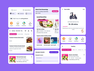 UI Cards for a Food Delivery App web design