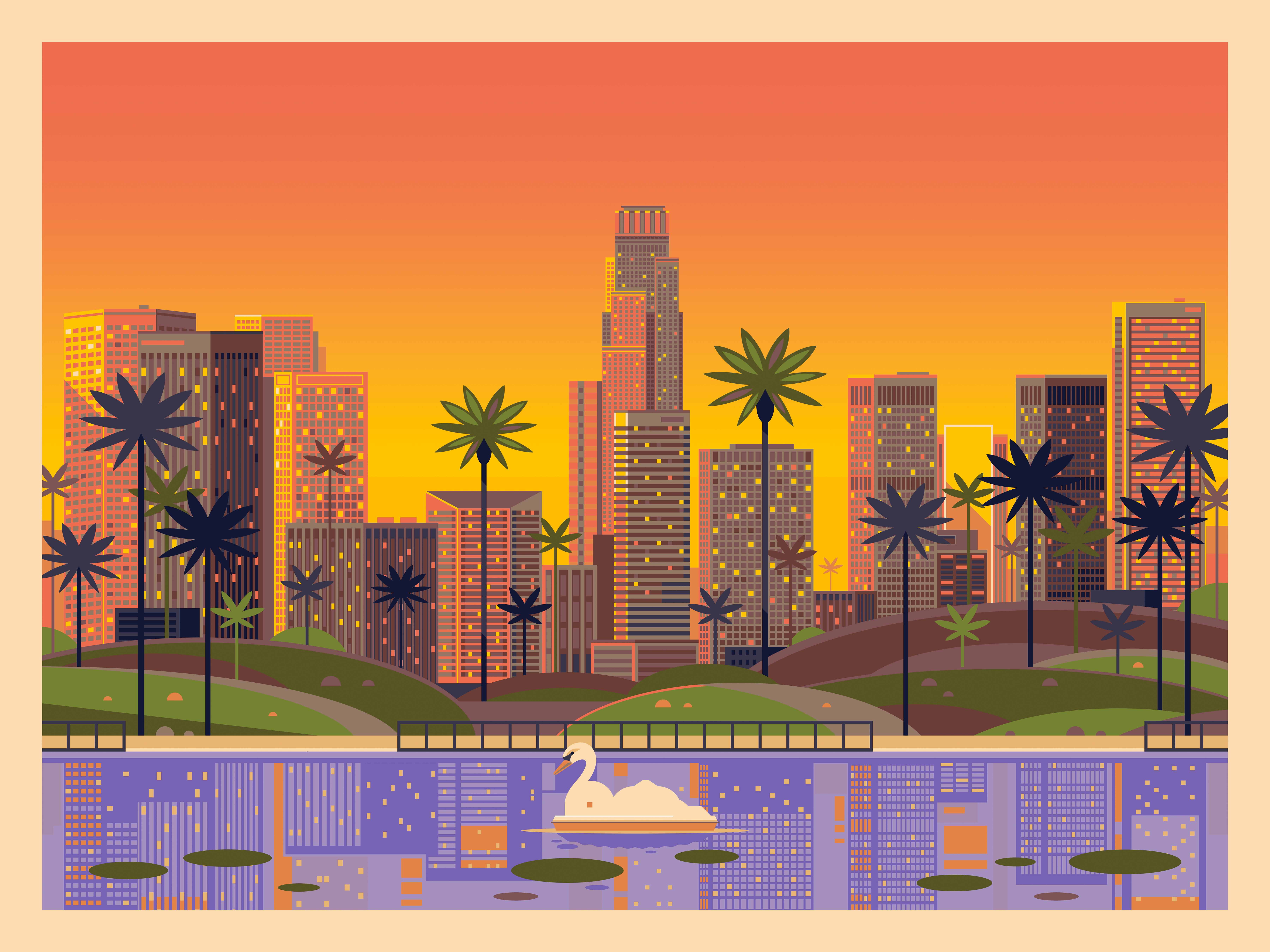 Echo Park architecture downtown la echo park echo park boats echo park la echo park lake echo park lake boats echo park lake parking echo park los angeles george townley george townley los angeles george townley store illustration los angeles los angeles art los angeles drawing los angeles echo park los angeles painting los angeles skyline