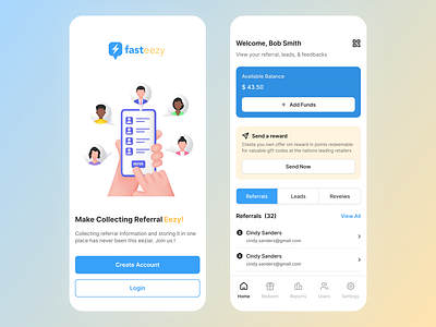 Fasteezy - Mobile Application mobile app mobile design referral app referral collection ui uxdesign