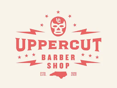 Uppercut Barber Shop barber barbershop branding design graphic design identity illustration logo lucha luchador mark north carolina