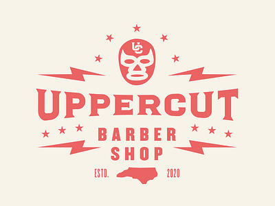 Uppercut Barber Shop barber barbershop branding design graphic design identity illustration logo lucha luchador mark north carolina