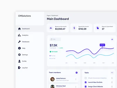 Dashboard UI Concept - Light Mode admin panel analytics dashboard dashboard design graphs light mode platform design product design saas task manager design ui ui design user experience user interface ux ux design web app web app design
