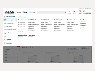 Menu redesign – Sonco E-commerce ecommerce no code redesign ui design ux design webdesign webdevelopment
