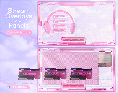 "Futuristic Horizon (Pink)" Overlays and Panels 3d cyber futuristic futuristic design futuristic stream overlay stream graphics stream overlay twitch twitch overlay twitch design twitch graphics y2k y2k twitch overlay