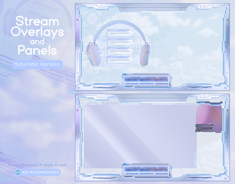 "Futuristic Horizon (Blue)" Overlays and Panels cyber futuristic stream graphics stream overlay twitch twitch design twitch graphics twitch overlay
