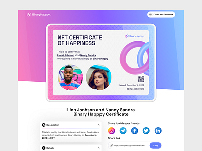 NFT certificate app ui ai bitcoin branding crypto design eth illustration logo nft nft app product product design ui uiux ux web3 web3 ui website website ui