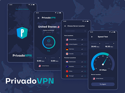 Privado VPN (Private VPN) Dark BG🔥 graphic design ui