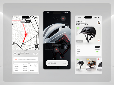 Smart helmet app ai animation app app design branding design figma graphic design gym helmet hicking map meta mobile app motion graphics ui uiux vr webdesign