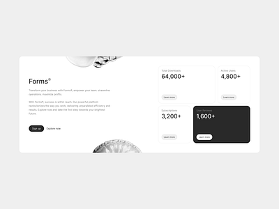 Stats 3d black and white block branding design design exploration figma light mode numbers product design saas section statistic stats subscriptions ui users ux web web design