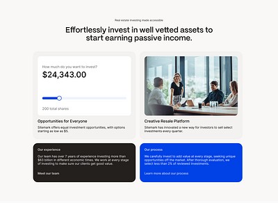 Sitemark - features section bento bento cards bento grid components design invest proptech real estate slider ui ui design web design