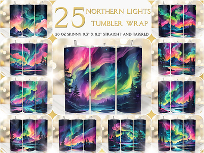 Anime Northern Lights Seamless 20 Oz Tumbler Wrap anime northern lights