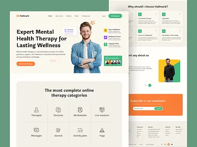 Hallmark - Mental Health Landing Page brain doctor emotion gradient graphic design halal design health care health te healthy landing page medical mental mental health mindfulness psy stressful ui ux web design website