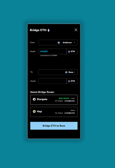 redesigned a bridge interface crypto mobile ui