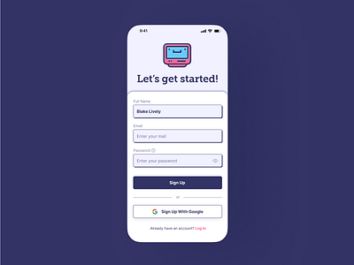 Daily UI 1/100 - Sign Up branding computer cute logo mobile app product product design sign up signup ui ux